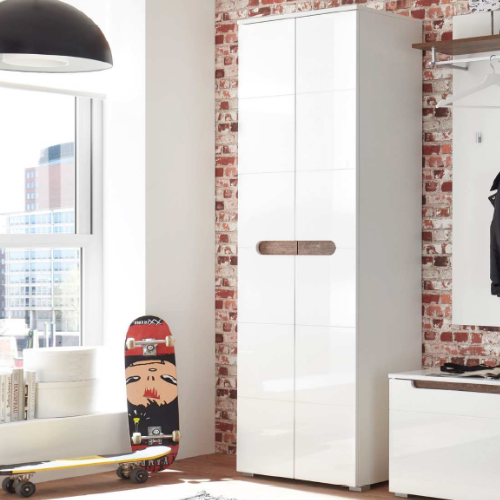 Armoire Nuro 60cm 2 portes-blanc brillant