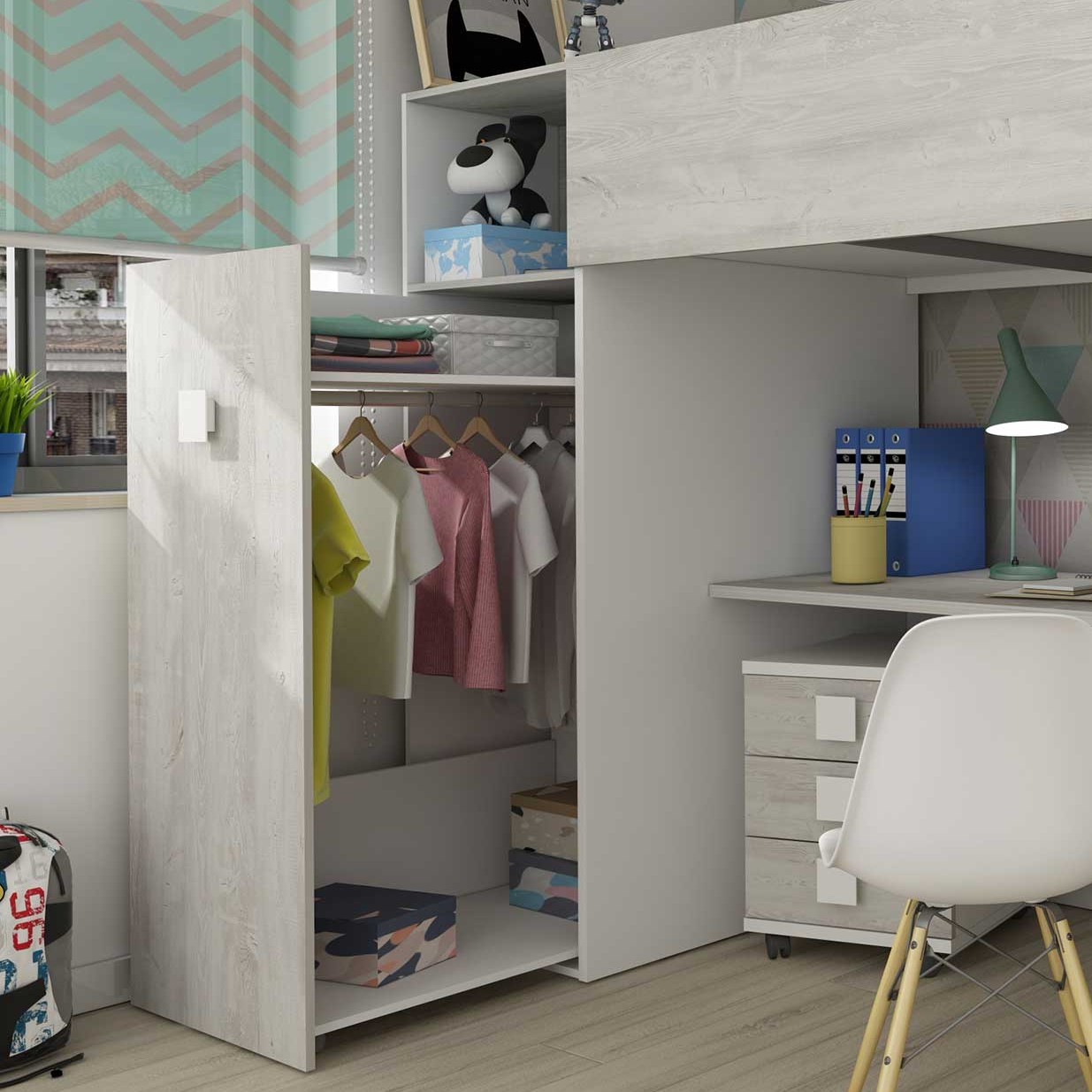 Armoire pour lit mezzanine Jet - blanc