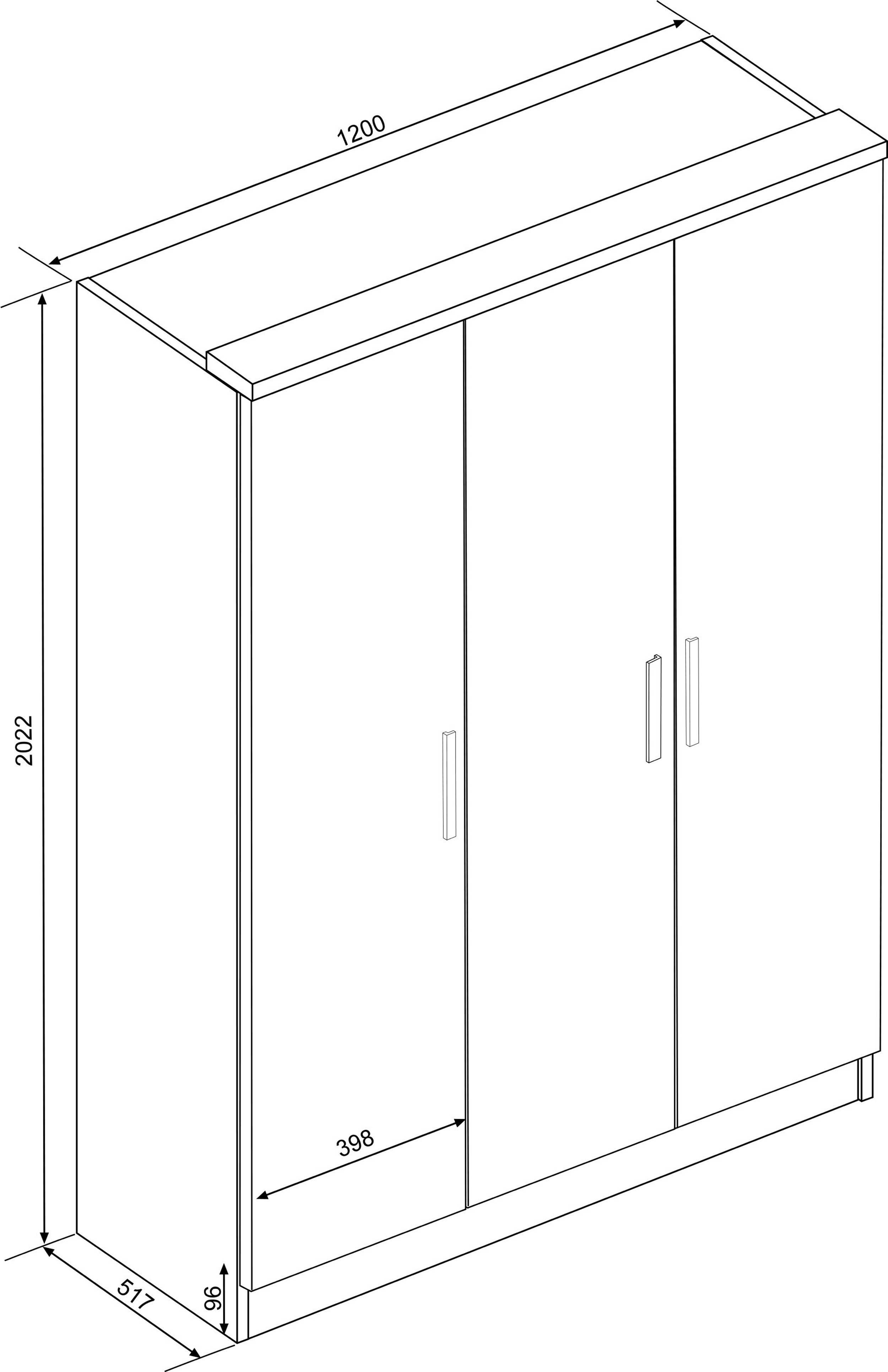 Armoire Ramos 120cm avec 3 portes - blanc - Image 3