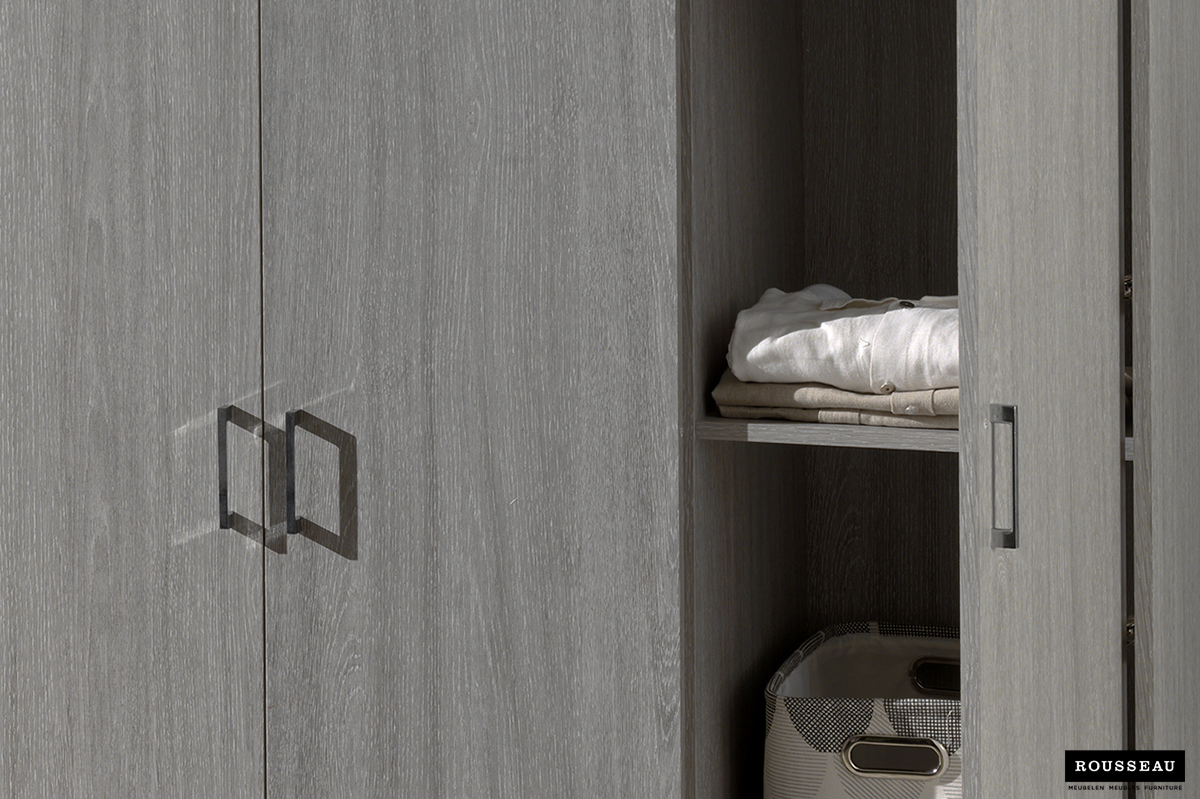 Armoire Ray 120cm avec 3 portes - chêne gris - Image 5