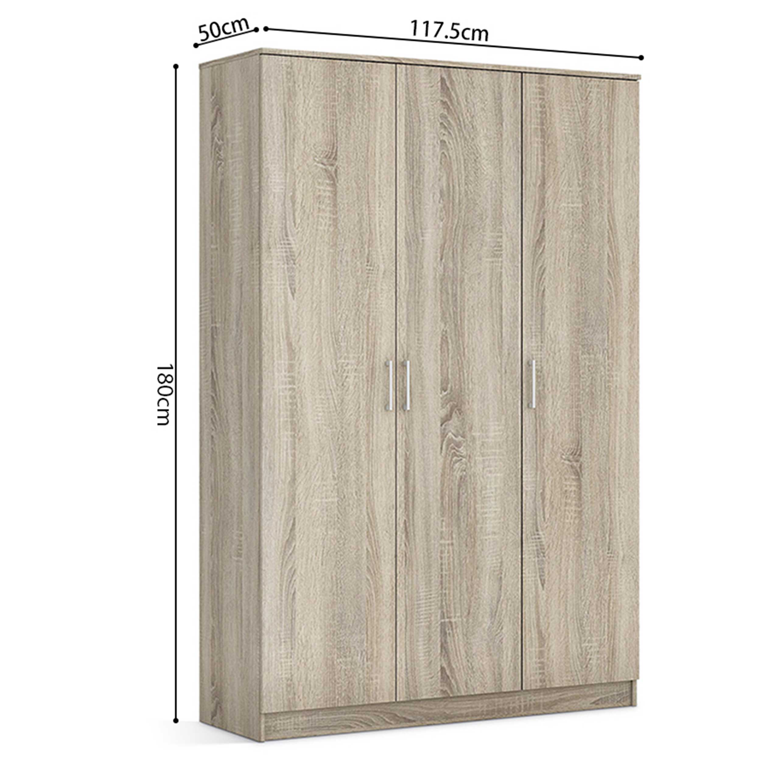 Armoire Ray 120cm avec 3 portes - chêne sonoma - Image 4