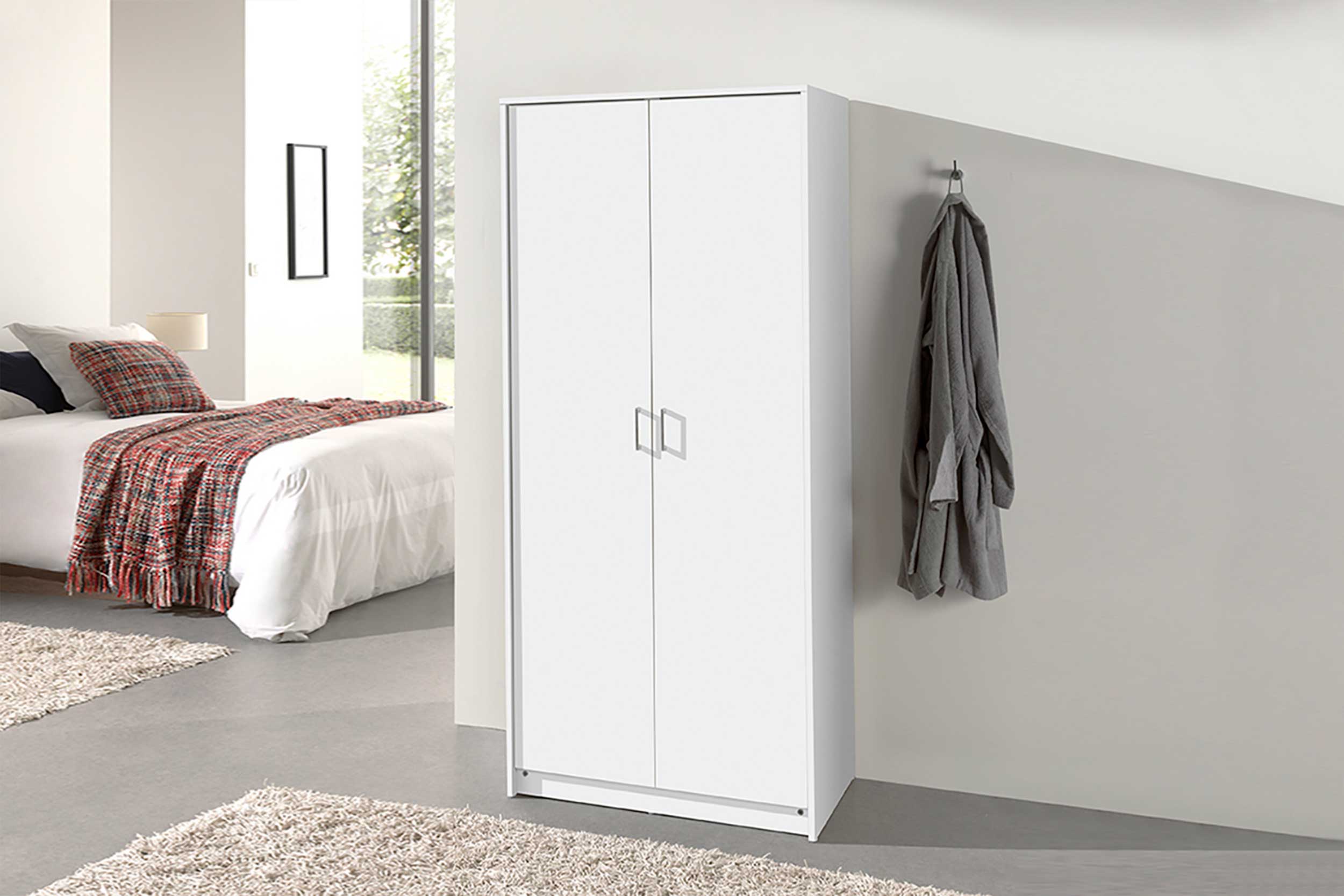 Armoire Ray 80cm avec 2 portes - blanc - Image 7