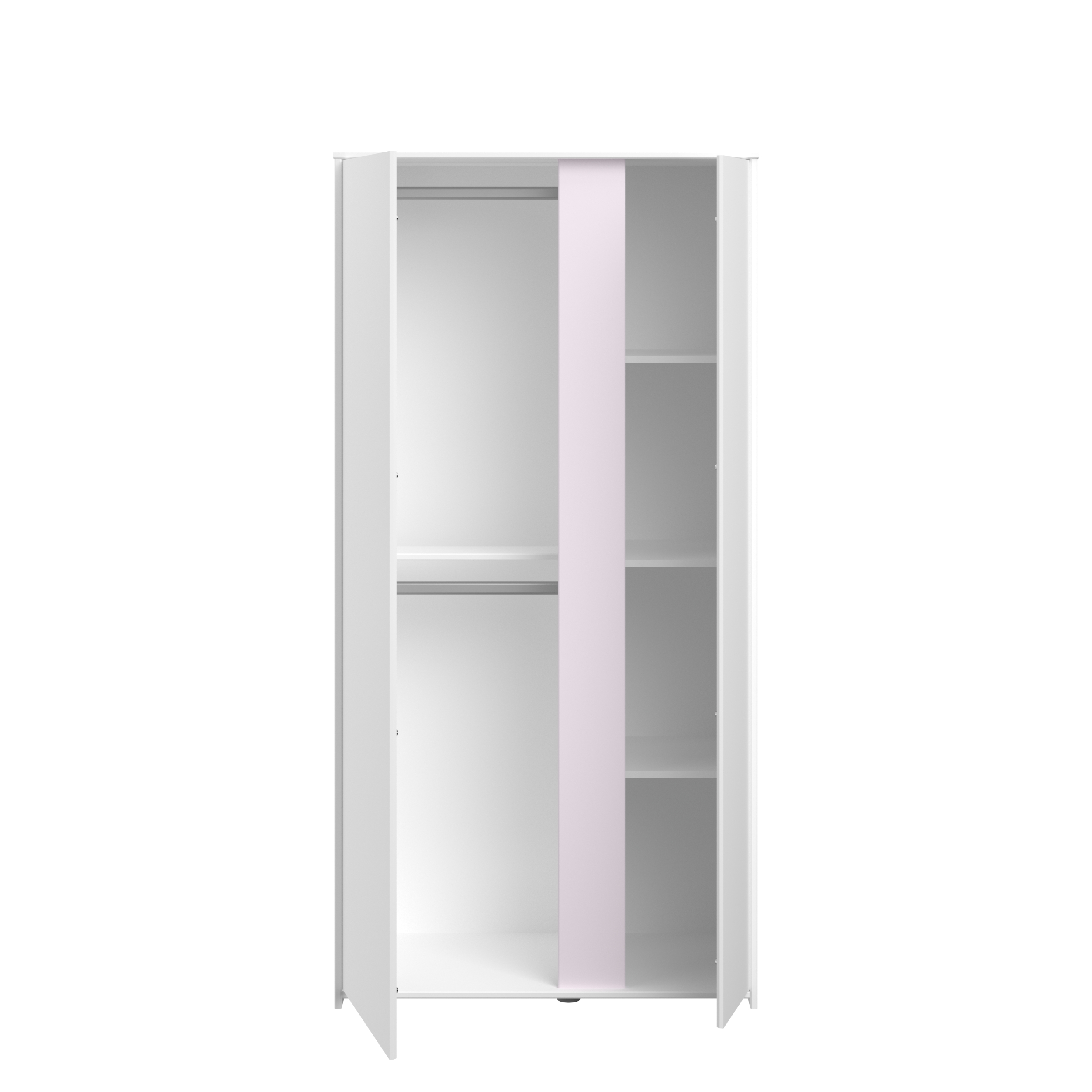 Armoire Rue avec 2 portes - blanc/gris ou blanc/rose - Image 6