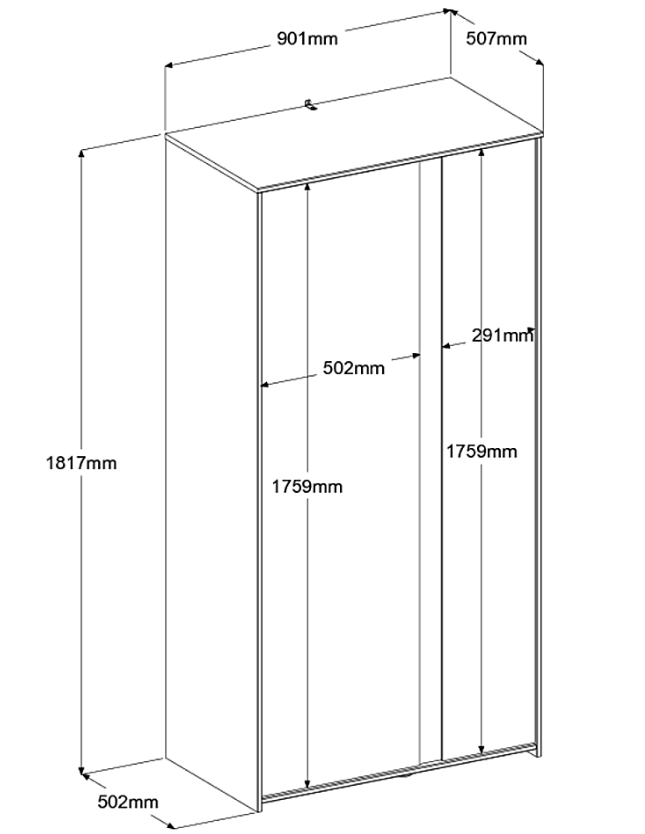 Armoire Rue avec 2 portes - blanc/gris ou blanc/rose - Image 7