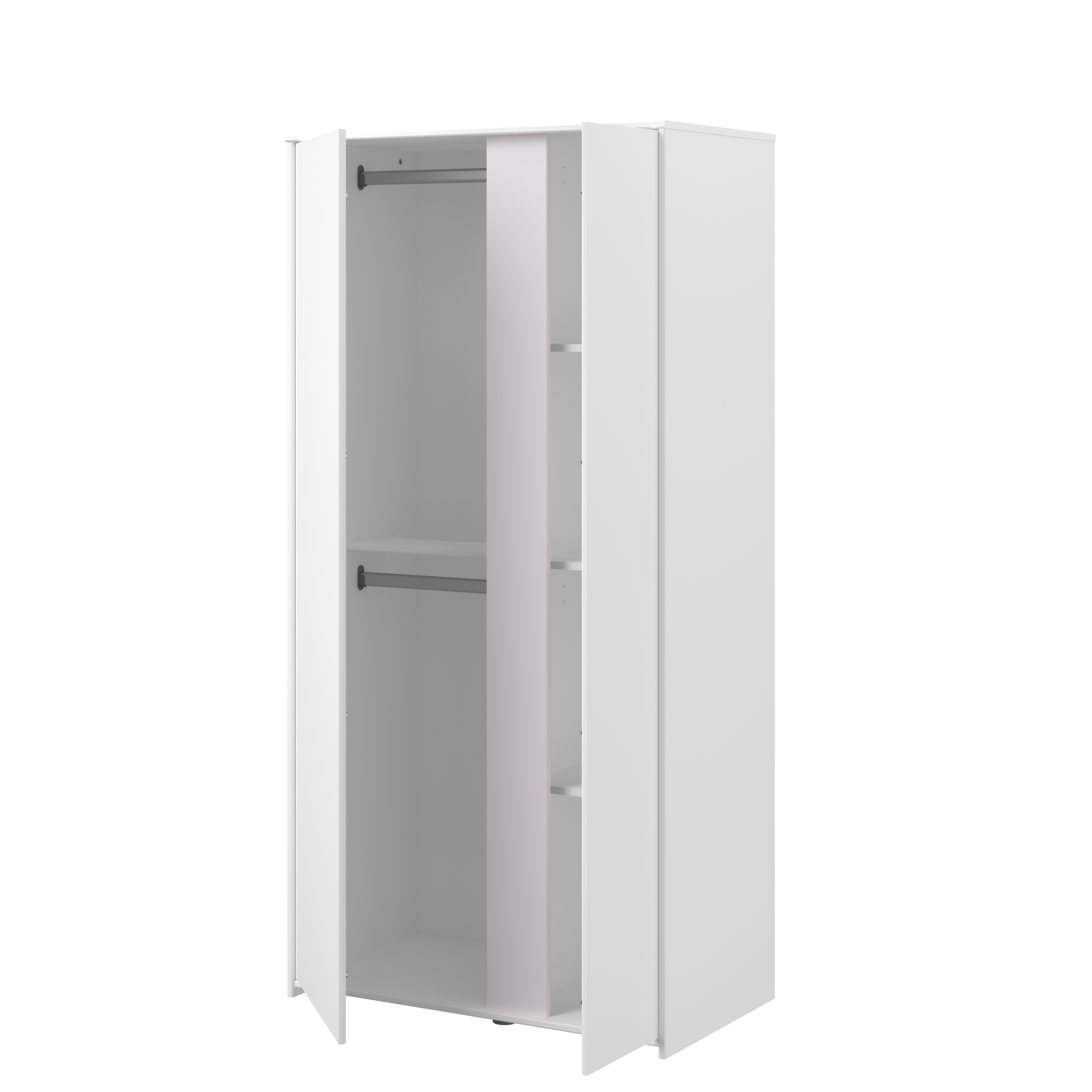 Armoire Rue avec 2 portes - blanc/gris ou blanc/rose - Image 8