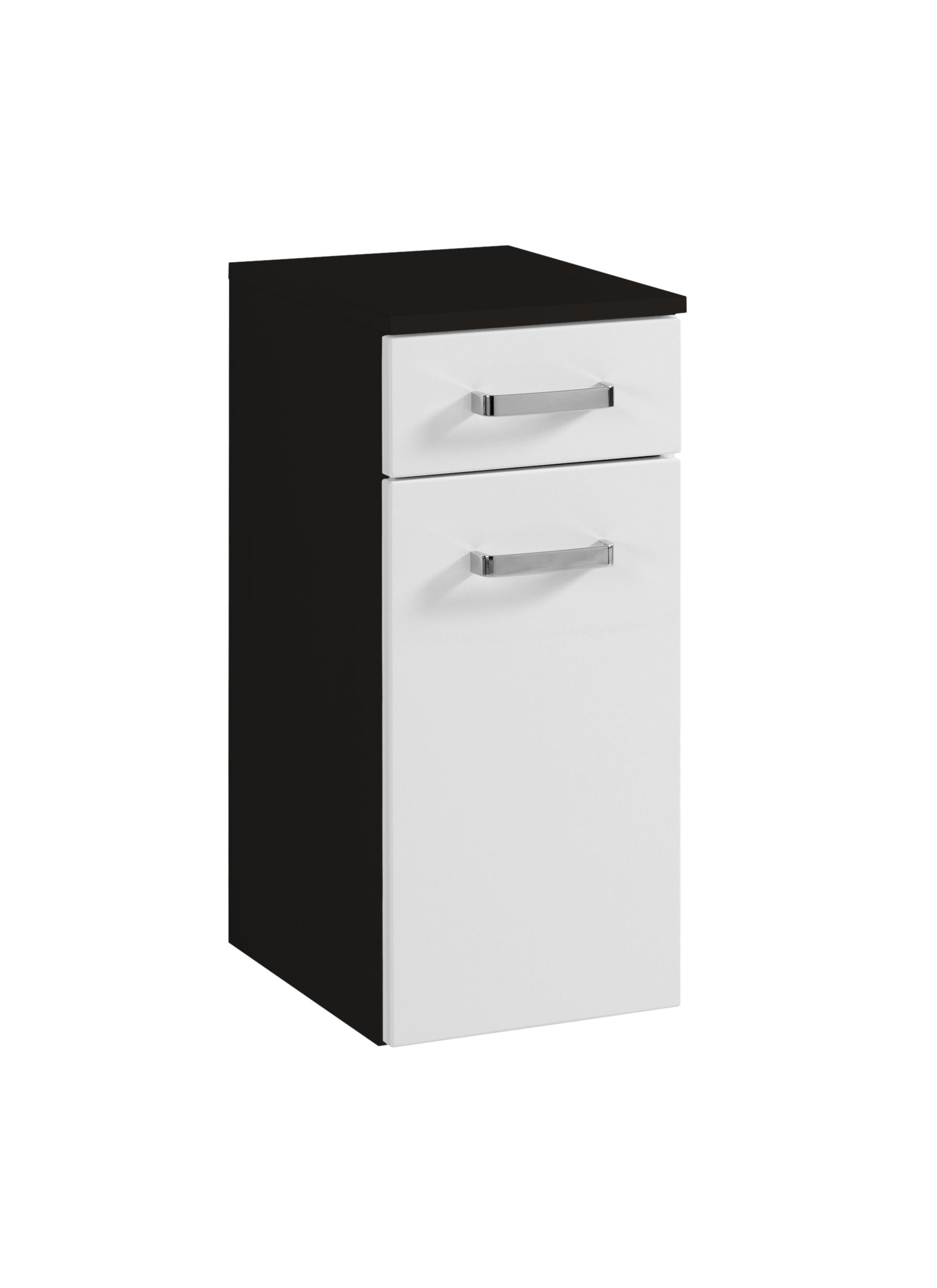 Armoire salle de bains Bobbi 30cm 1 tiroir et 1 porte - graphite/blanc brillant - Image 6