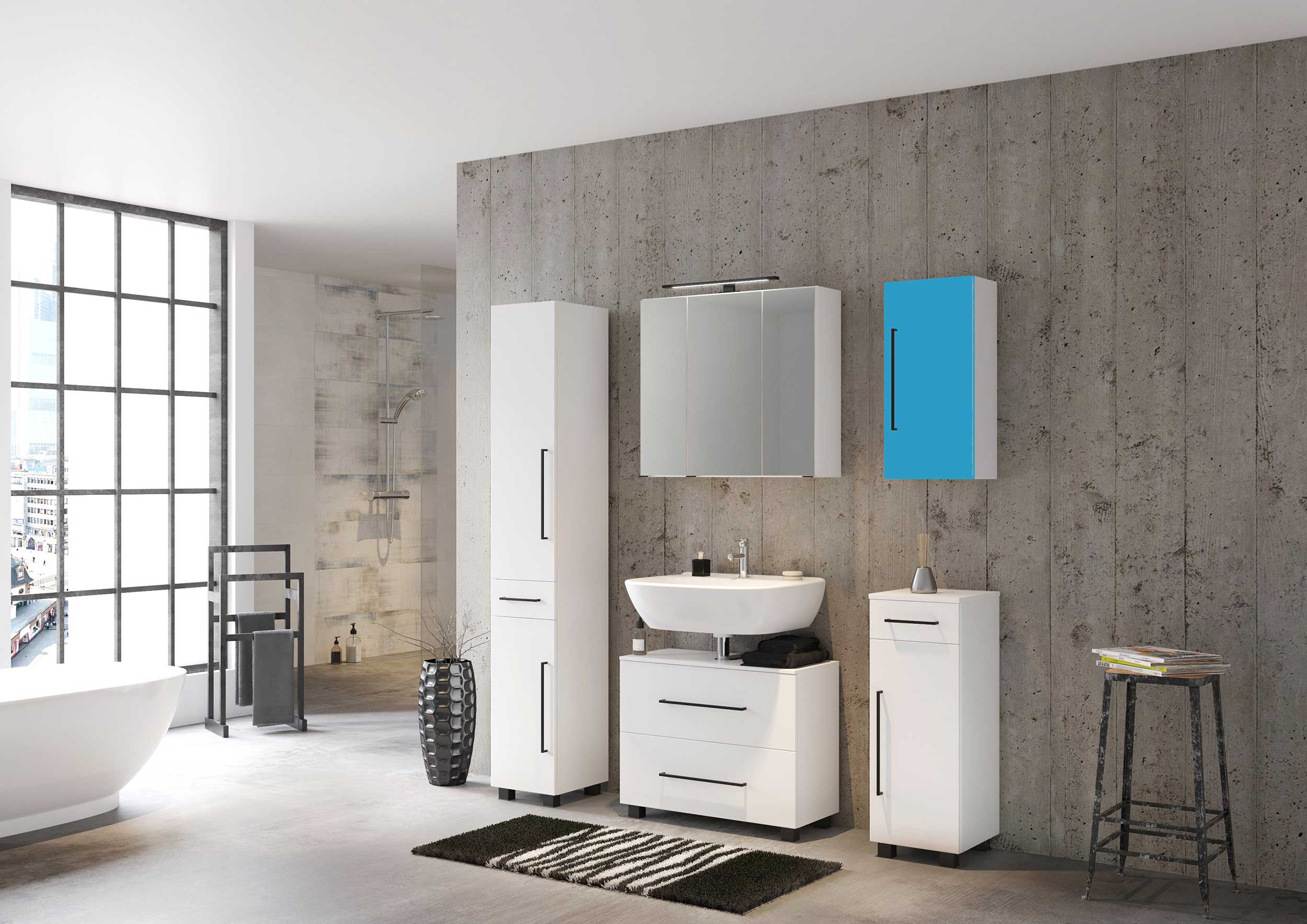 Armoire salle de bains Dusan 30cm à 1 porte & 1 tiroir - blanc - Image 5