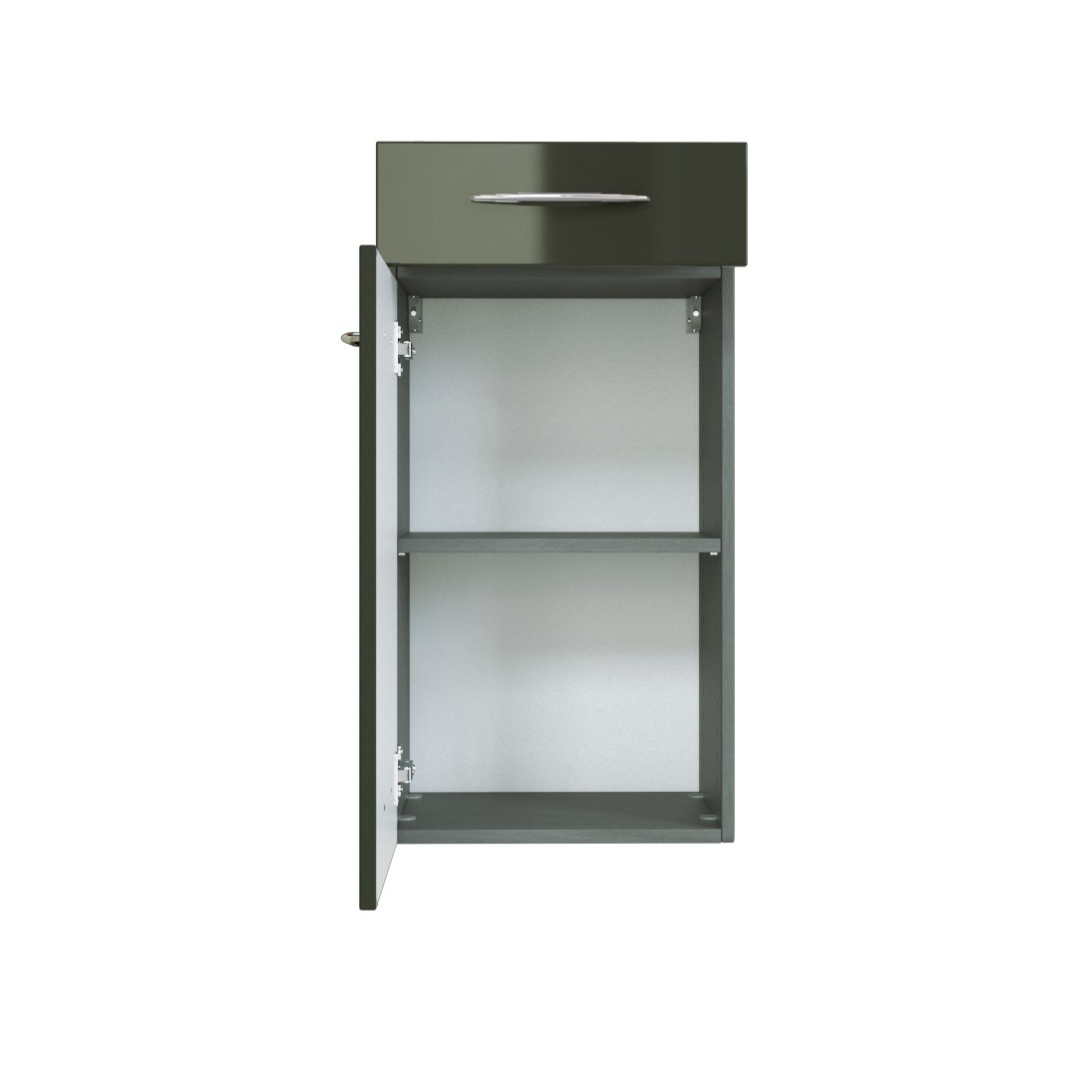 Armoire salle de bains Florent 40cm 1 porte & 1 tiroir - graphite/gris brillant - Image 2