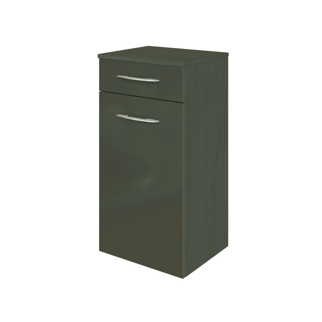 Armoire salle de bains Florent 40cm 1 porte & 1 tiroir - graphite/gris brillant