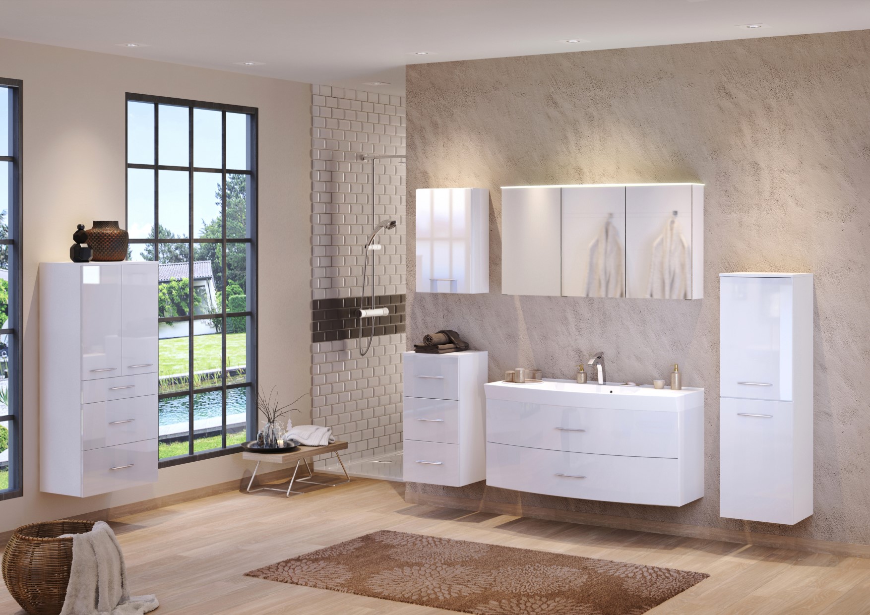 Armoire salle de bains Florent 40cm 3 tiroirs - blanc - Image 2