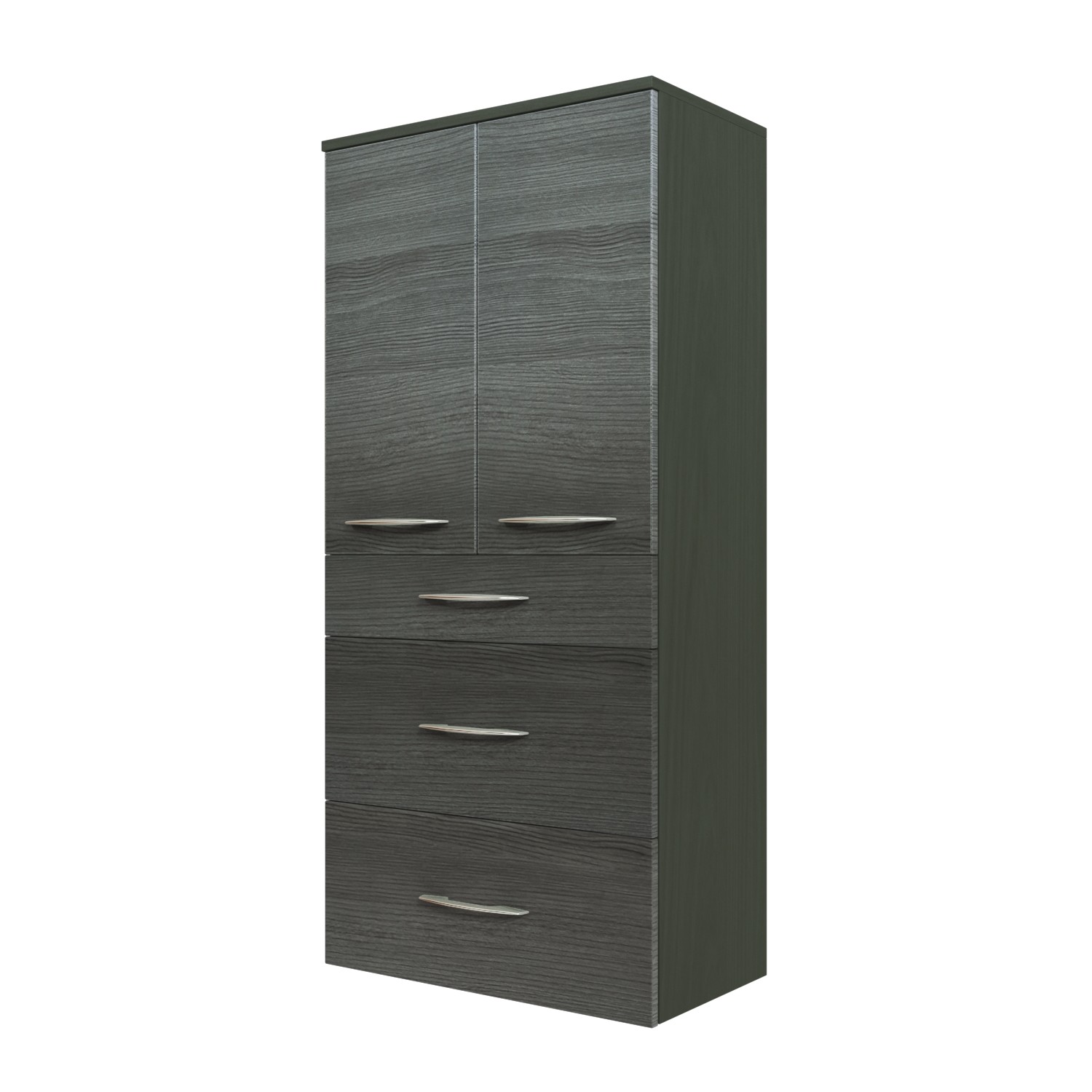 Armoire salle de bains Florent 60cm 2 portes & 3 tiroirs - graphite/chêne gris - Image 3