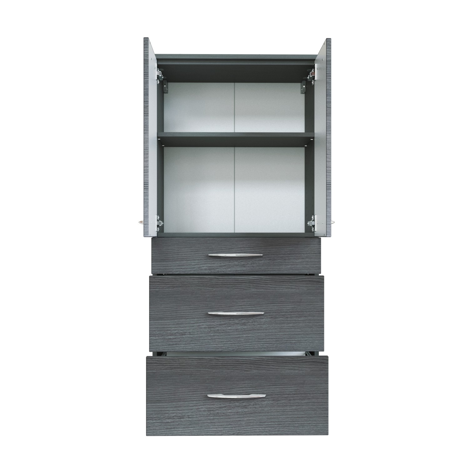 Armoire salle de bains Florent 60cm 2 portes & 3 tiroirs - graphite/chêne gris - Image 4
