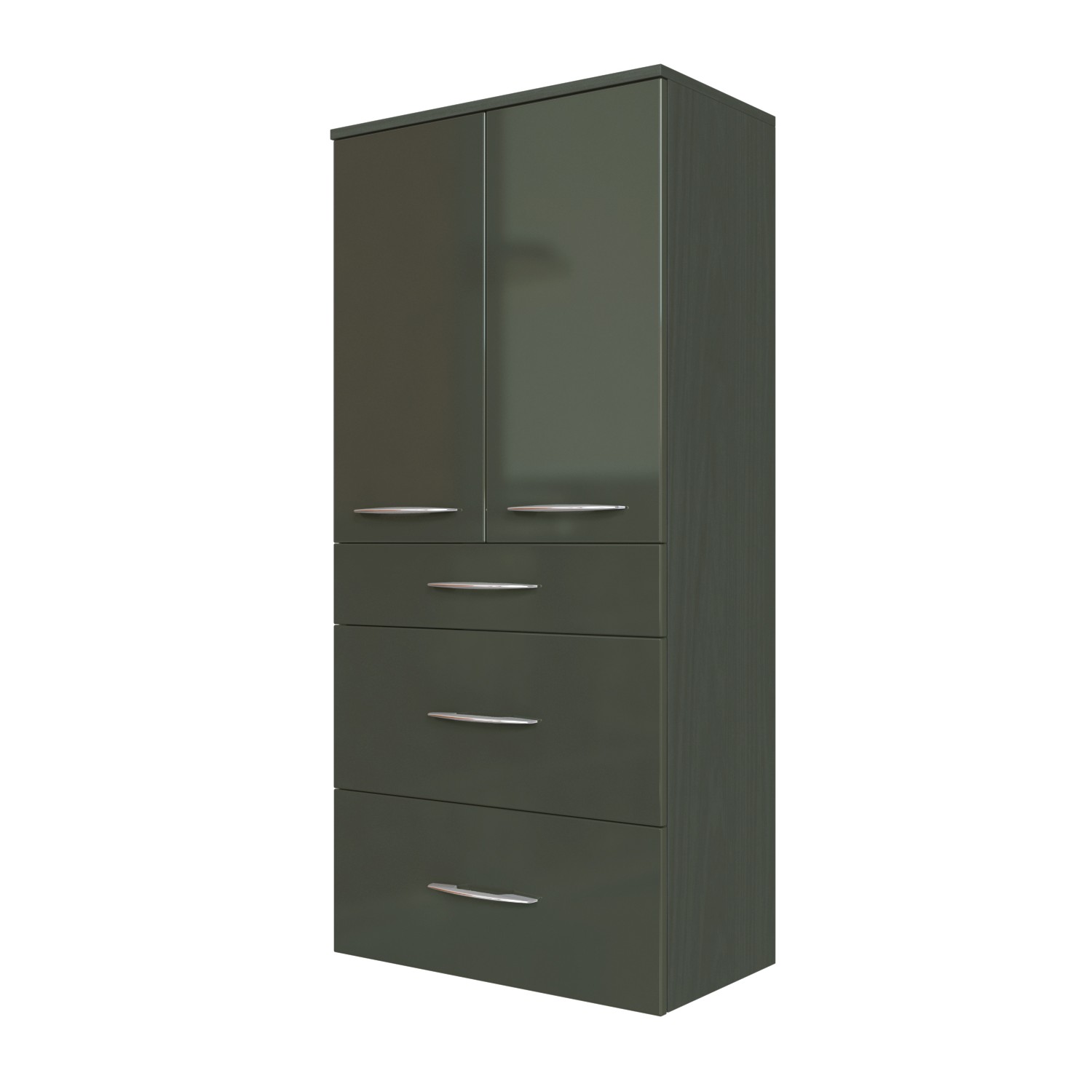 Armoire salle de bains Florent 60cm 2 portes & 3 tiroirs - graphite/gris brillant - Image 3