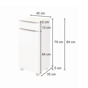 Armoire salle de bains Hansen 40cm 1 porte & 1 tiroir - blanc - Image 6