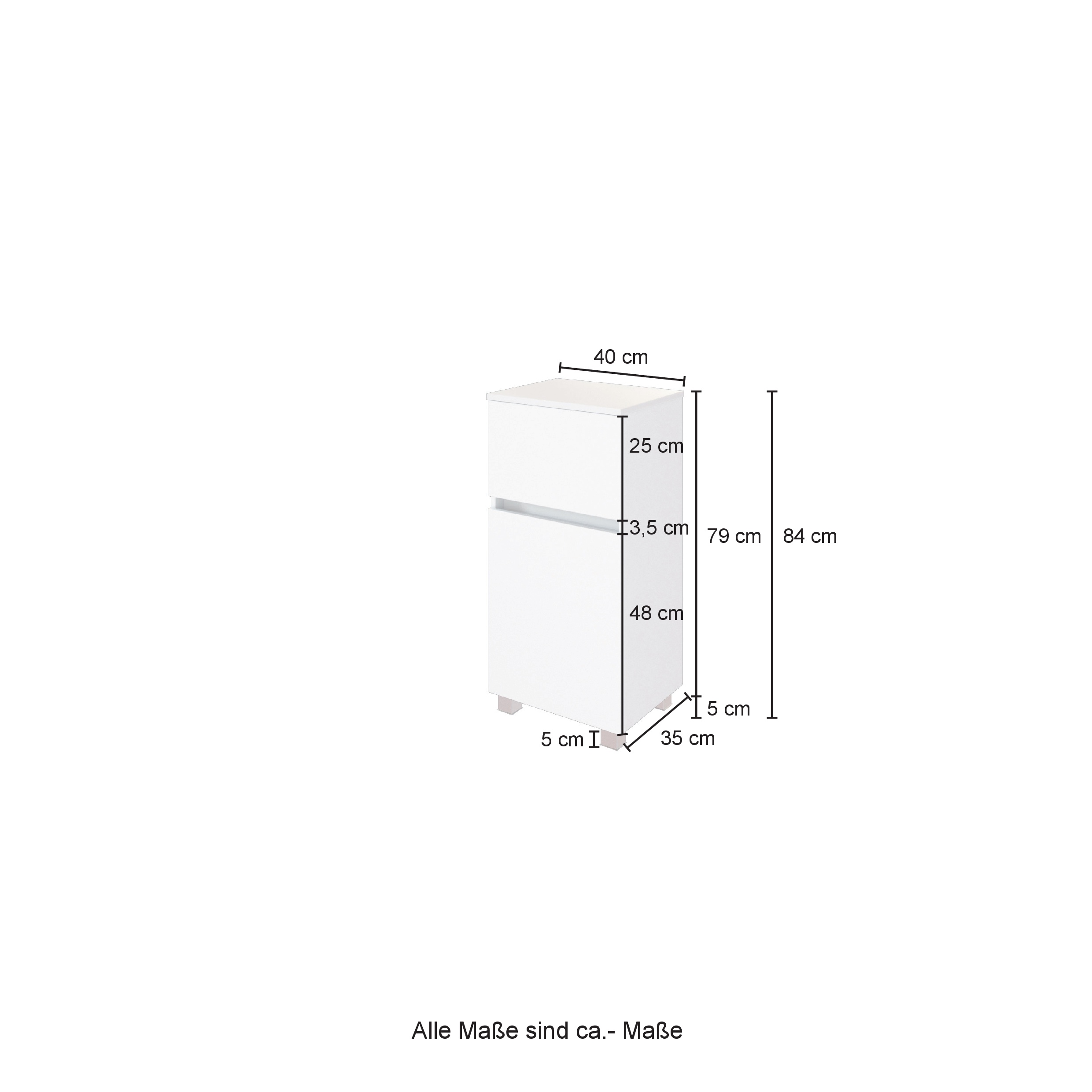 Armoire salle de bains Kornel/Luna 40cm 1 porte & 1 tiroir - chêne/blanc mat - Image 6