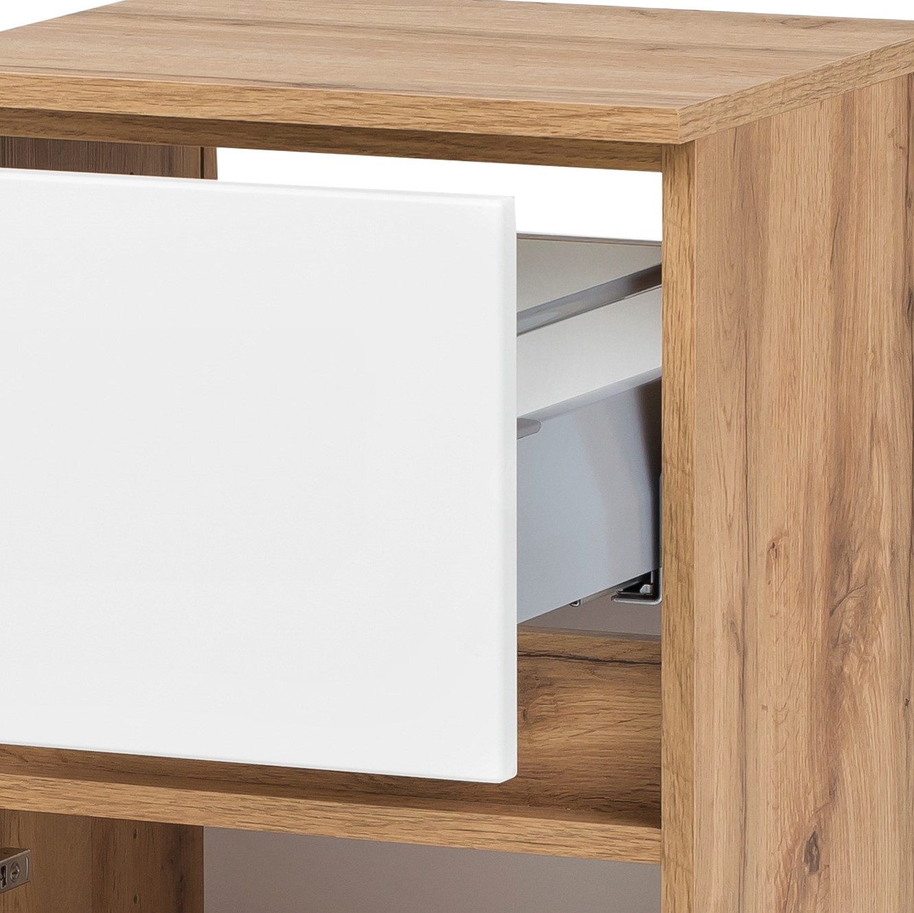 Armoire salle de bains Kornel/Luna 40cm 1 porte & 1 tiroir - chêne/blanc mat - Image 9