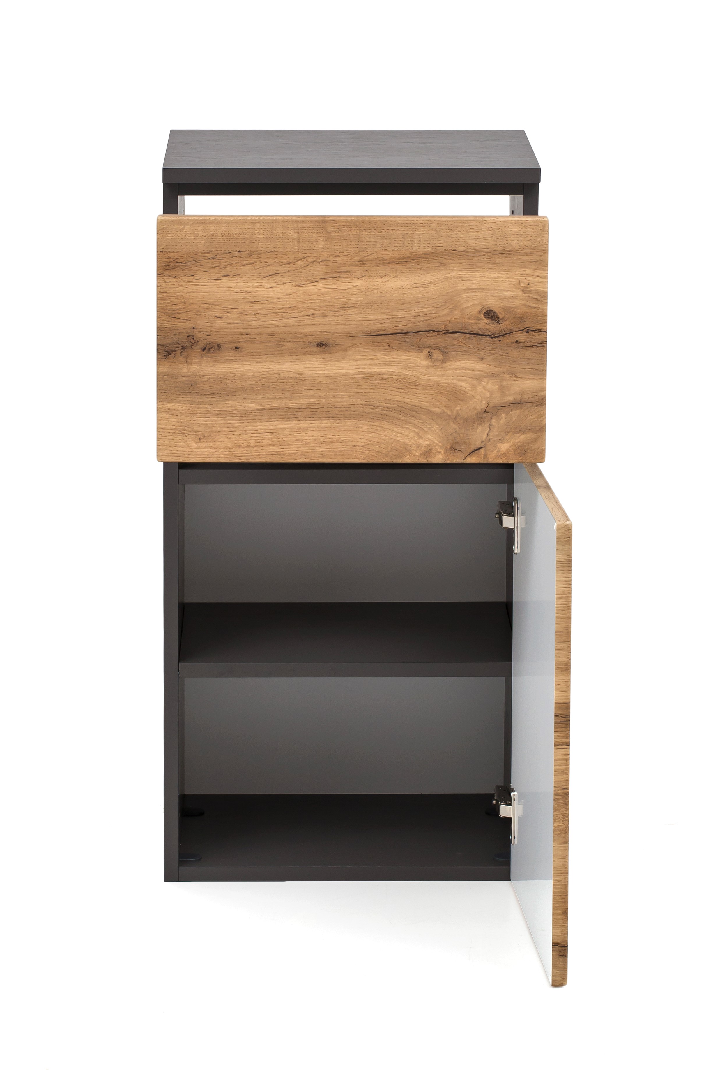 Armoire salle de bains Kornel/Luna 40cm 1 porte & 1 tiroir - gris graphite/chêne - Image 9