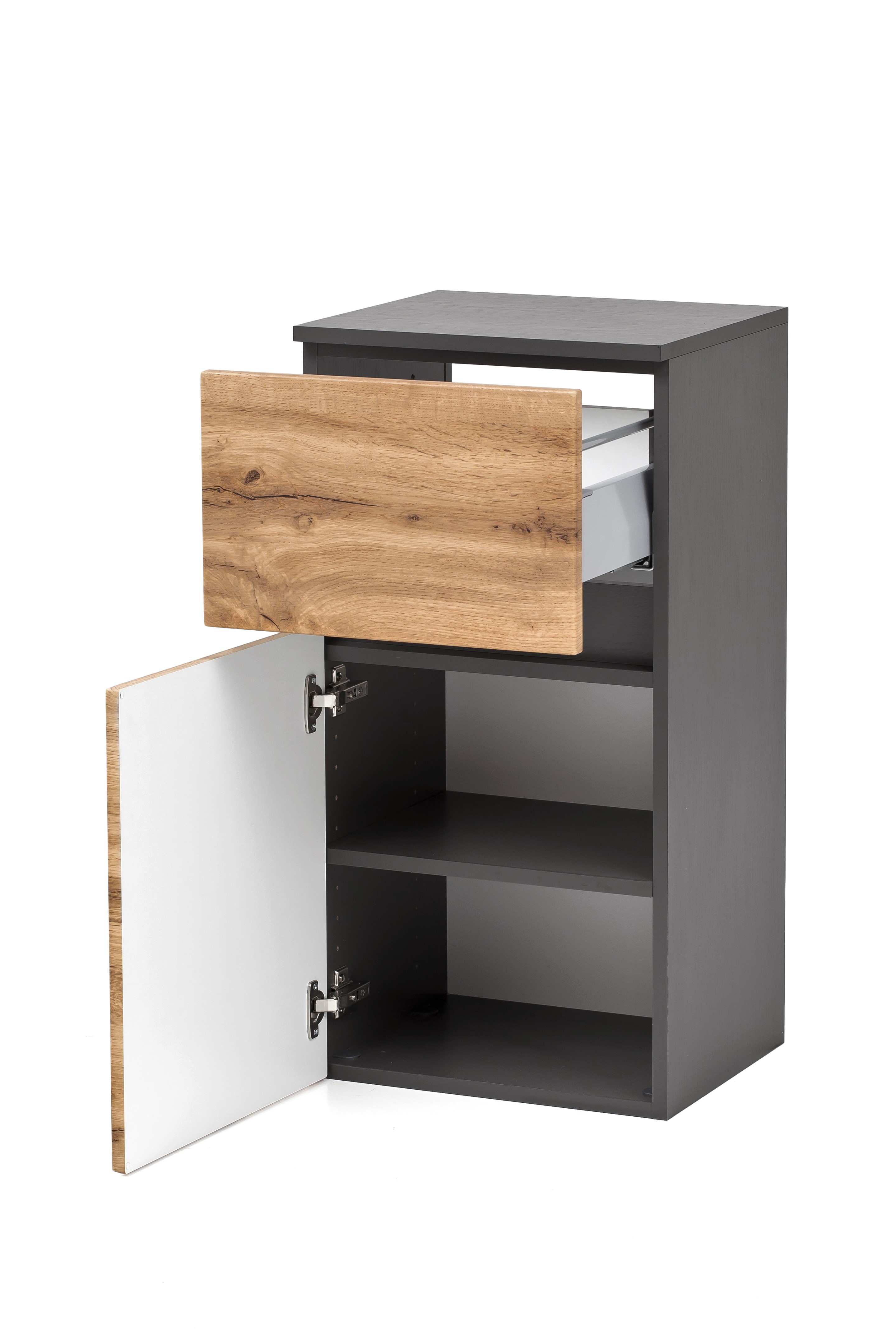 Armoire salle de bains Kornel/Luna 40cm 1 porte & 1 tiroir - gris graphite/chêne - Image 10