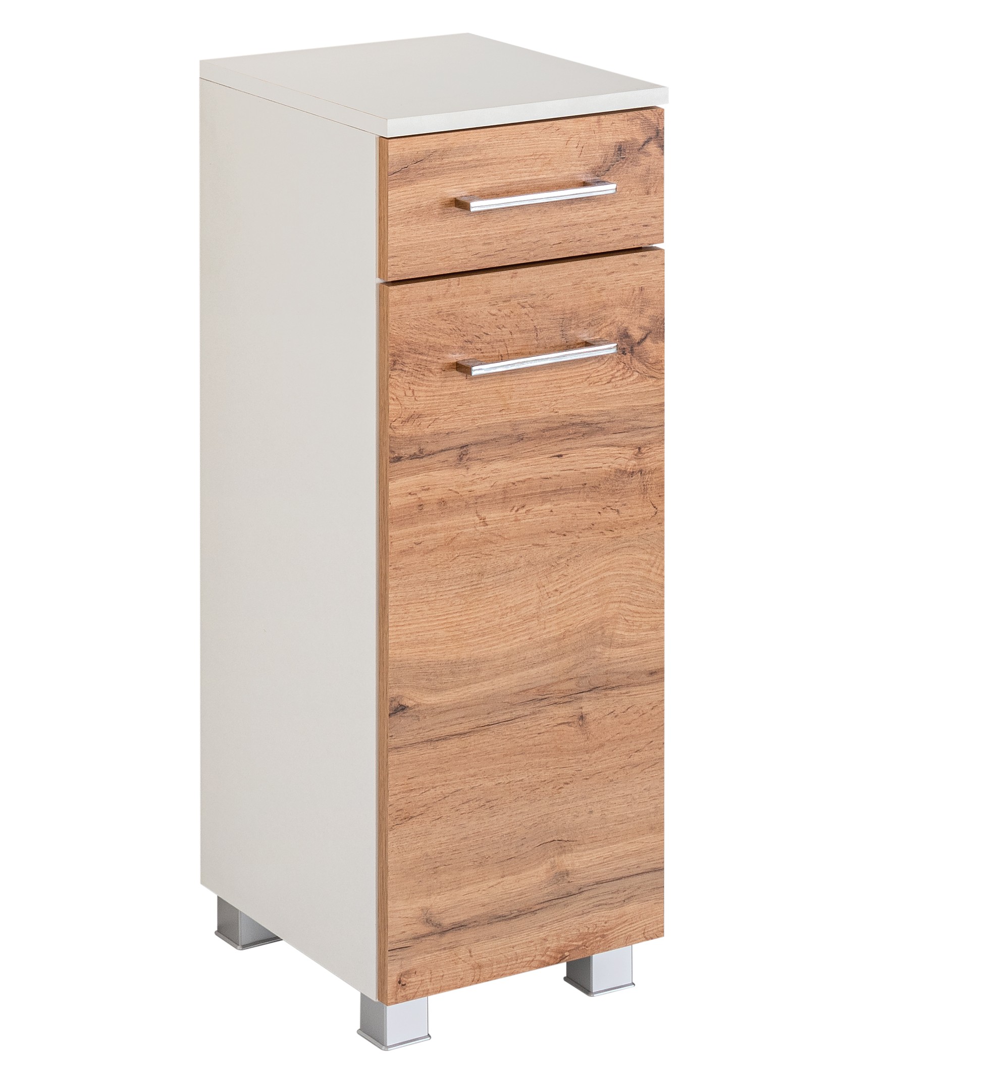 Armoire salle de bains Pares 30cm 1 porte & 1 tiroir - blanc/chêne wotan - Image 11