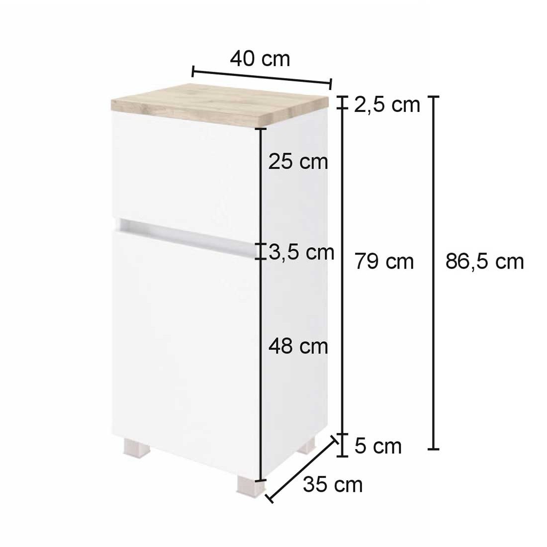 Armoire salle de bains Pisca 40cm 1 porte & 1 tiroir - blanc - Image 11