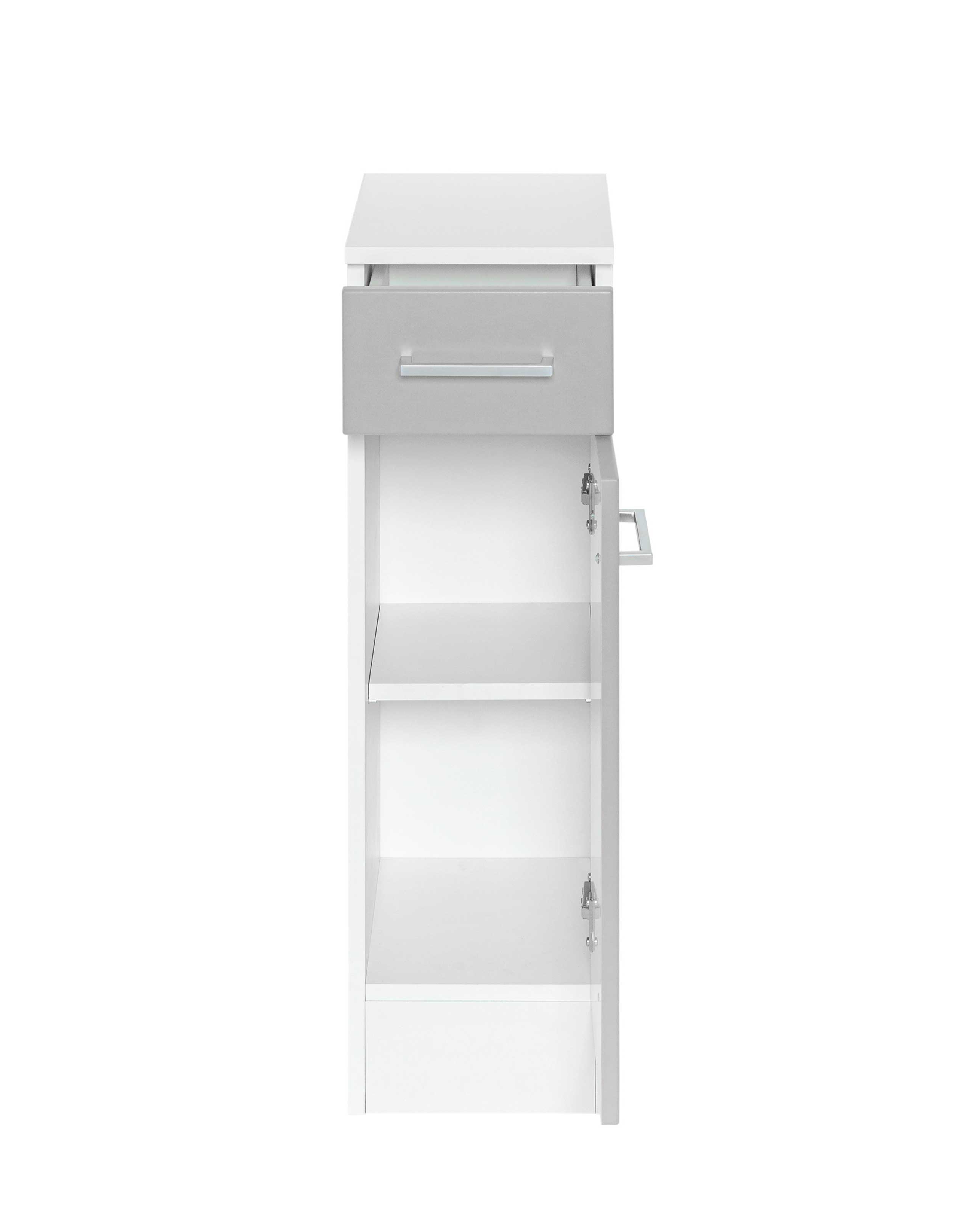 Armoire salle de bains Ricca 25cm 1 porte & 1 tiroir - blanc/gris clair - Image 7