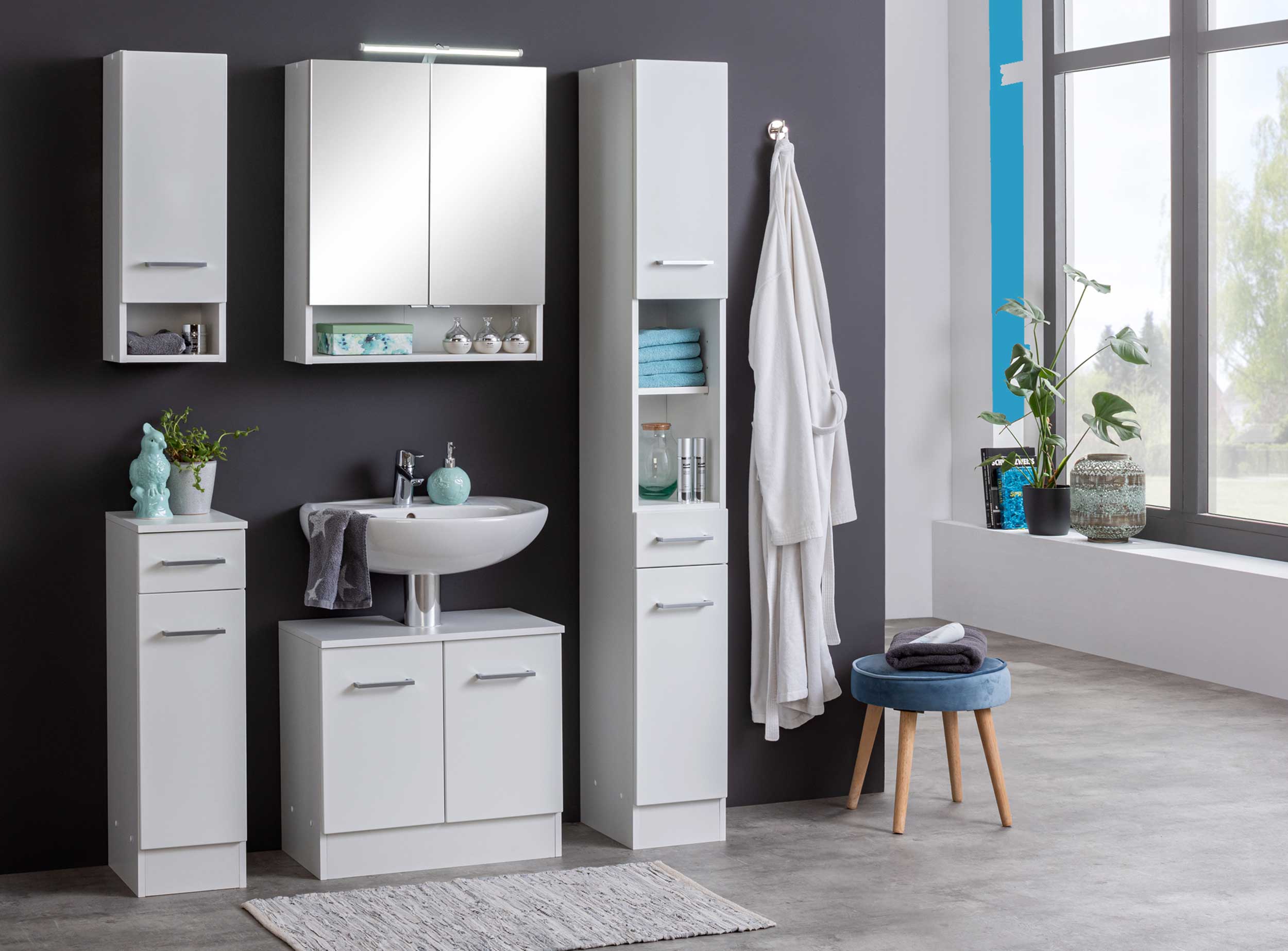 Armoire salle de bains Ricca 25cm 1 porte & 1 tiroir - blanc - Image 9