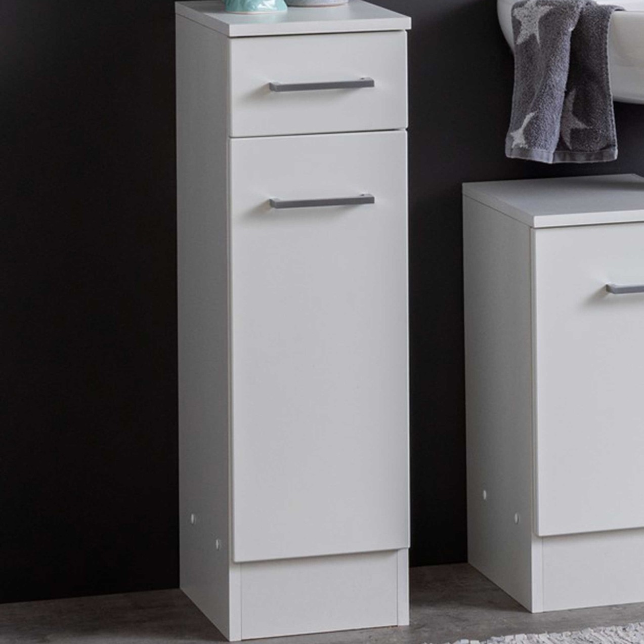 Armoire salle de bains Ricca 25cm 1 porte & 1 tiroir - blanc