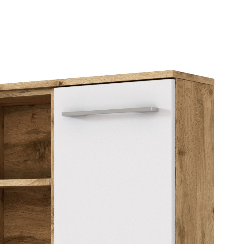 Armoire salle de bains Sefa 90cm 2 portes - chêne/blanc - Image 2