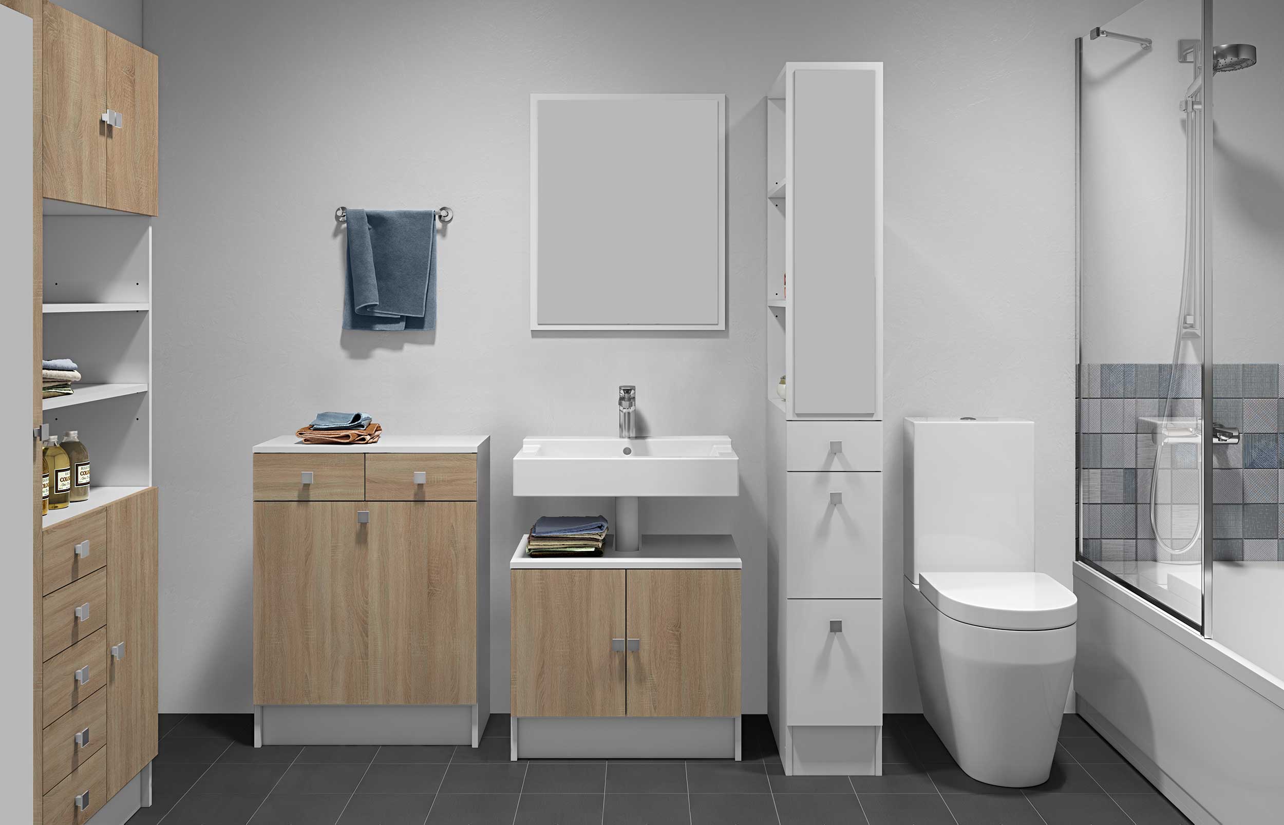 Armoire salle de bains Variety - blanc/chêne - Image 11