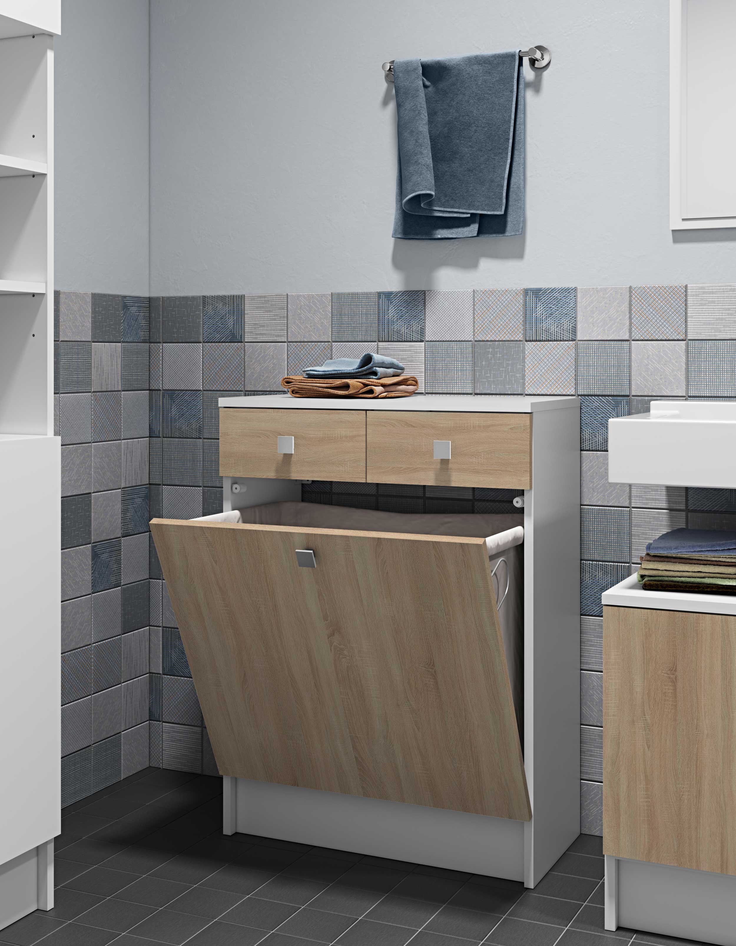 Armoire salle de bains Variety - blanc/chêne - Image 8