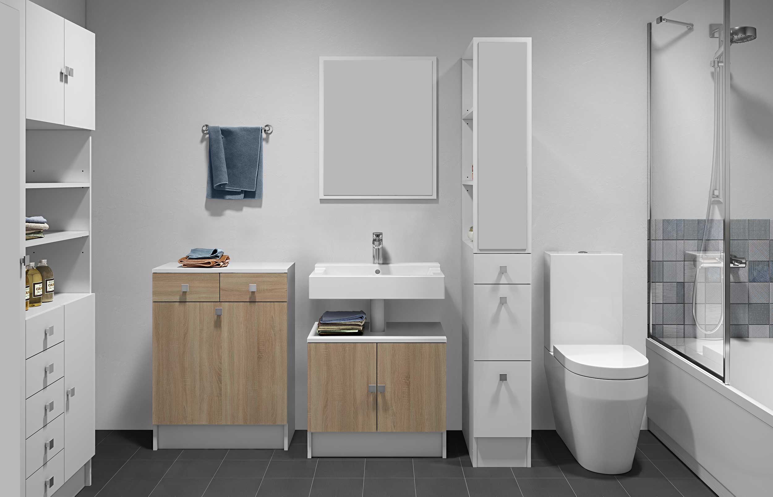 Armoire salle de bains Variety - blanc/chêne - Image 9