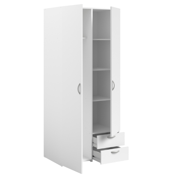 Armoire Salvador 2 portes & 2 tiroirs - blanc - Image 8