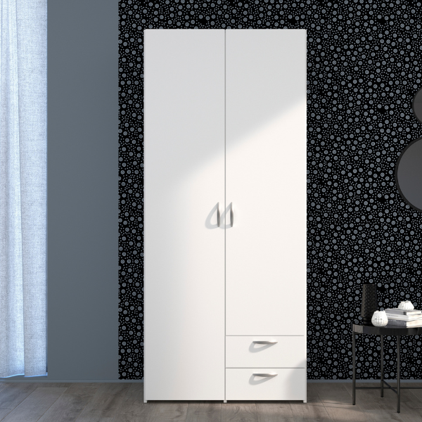 Armoire Salvador 2 portes & 2 tiroirs - blanc