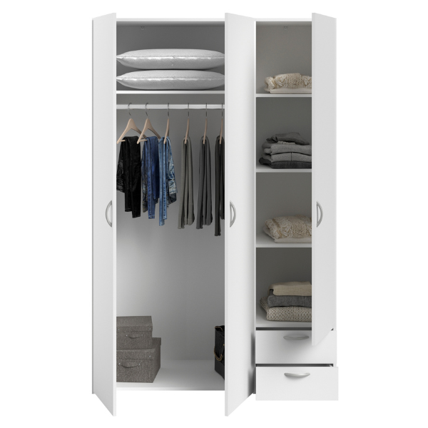 Armoire Salvador 3 portes & 2 tiroirs - blanc - Image 3