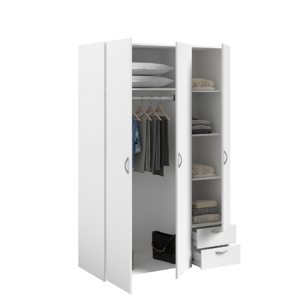 Armoire Salvador 3 portes & 2 tiroirs - blanc - Image 5