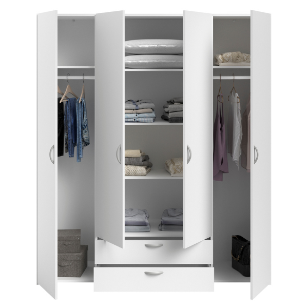 Armoire Salvador 4 portes & 2 tiroirs - blanc - Image 5