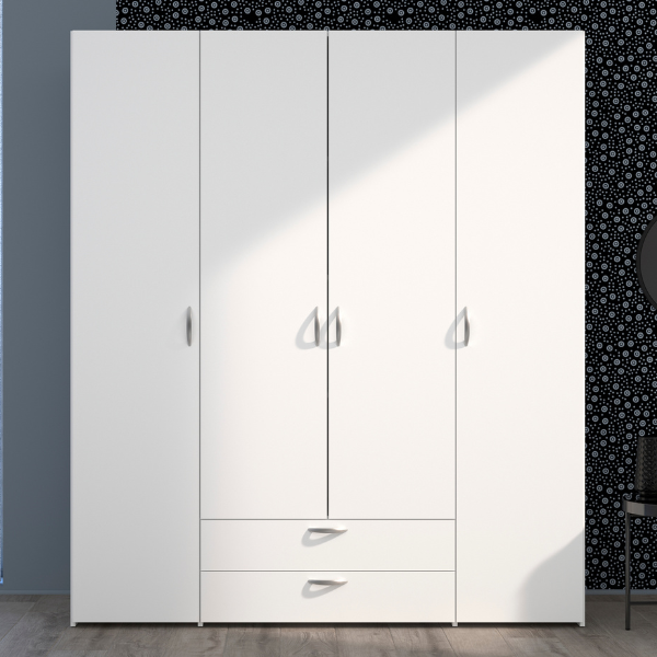 Armoire Salvador 4 portes & 2 tiroirs - blanc