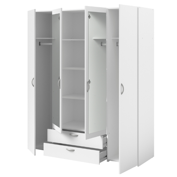 Armoire Salvador miroirs, 4 portes & 2 tiroirs - blanc - Image 6