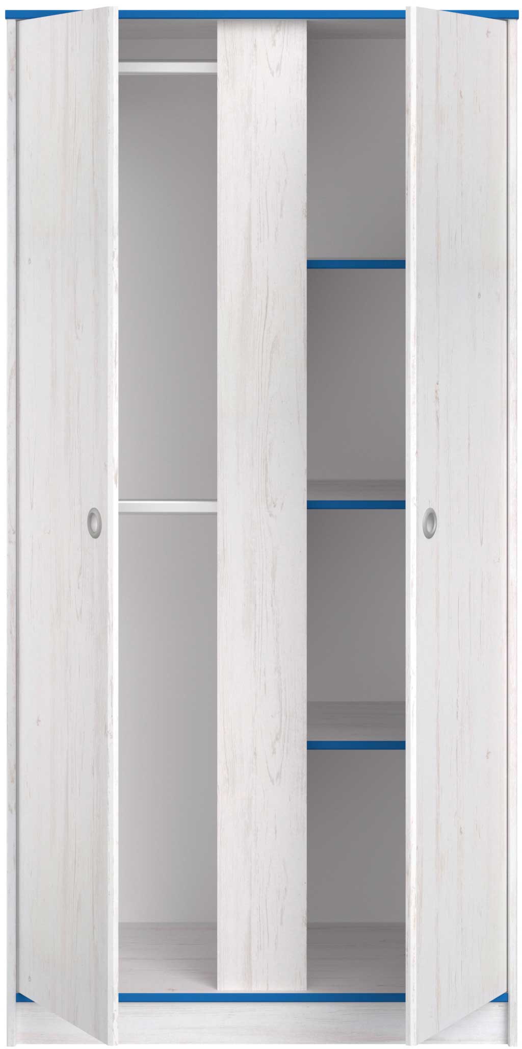 Armoire Smiley 90cm à 2 portes - blanc/rose ou blanc/bleu - Image 4