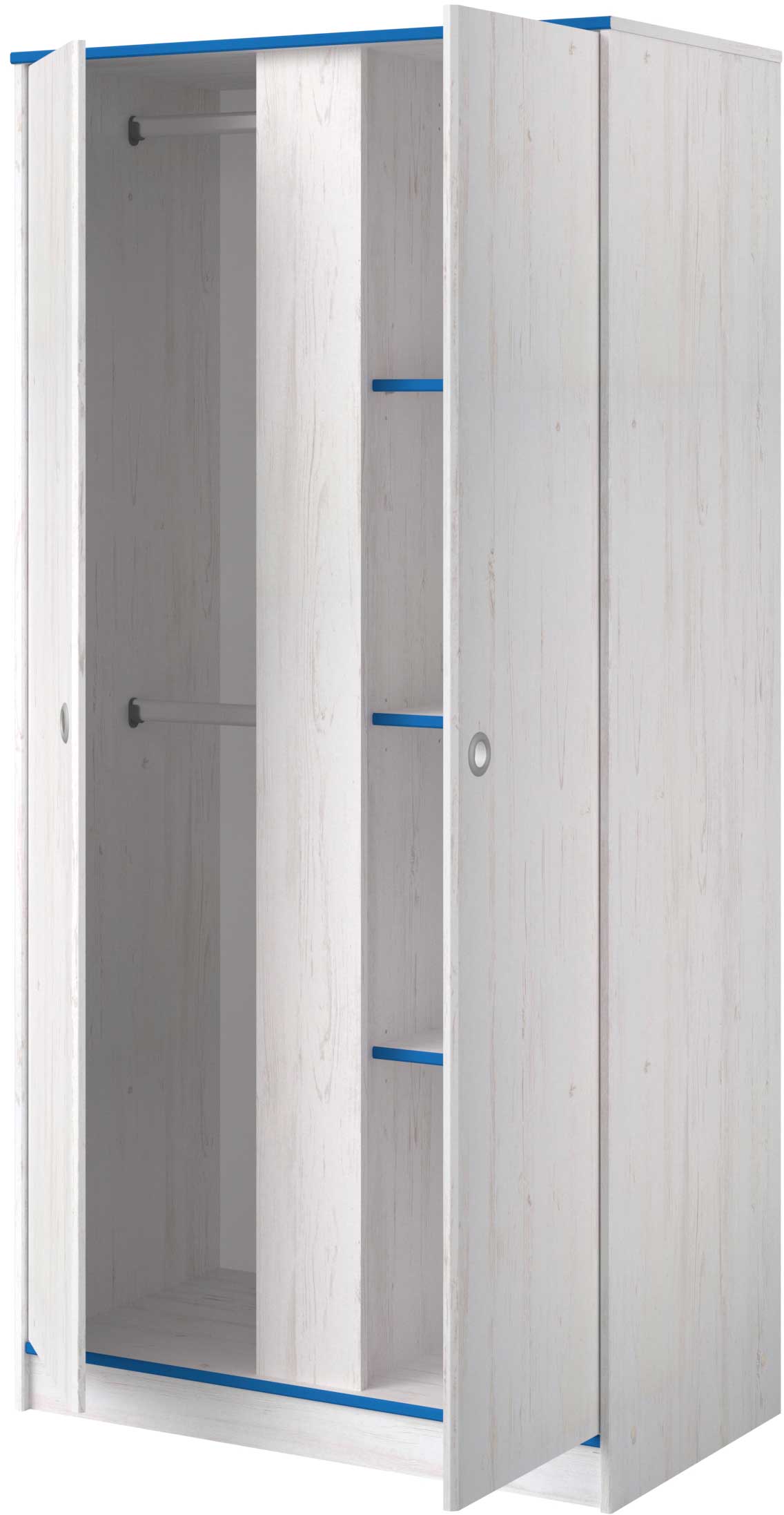 Armoire Smiley 90cm à 2 portes - blanc/rose ou blanc/bleu - Image 6