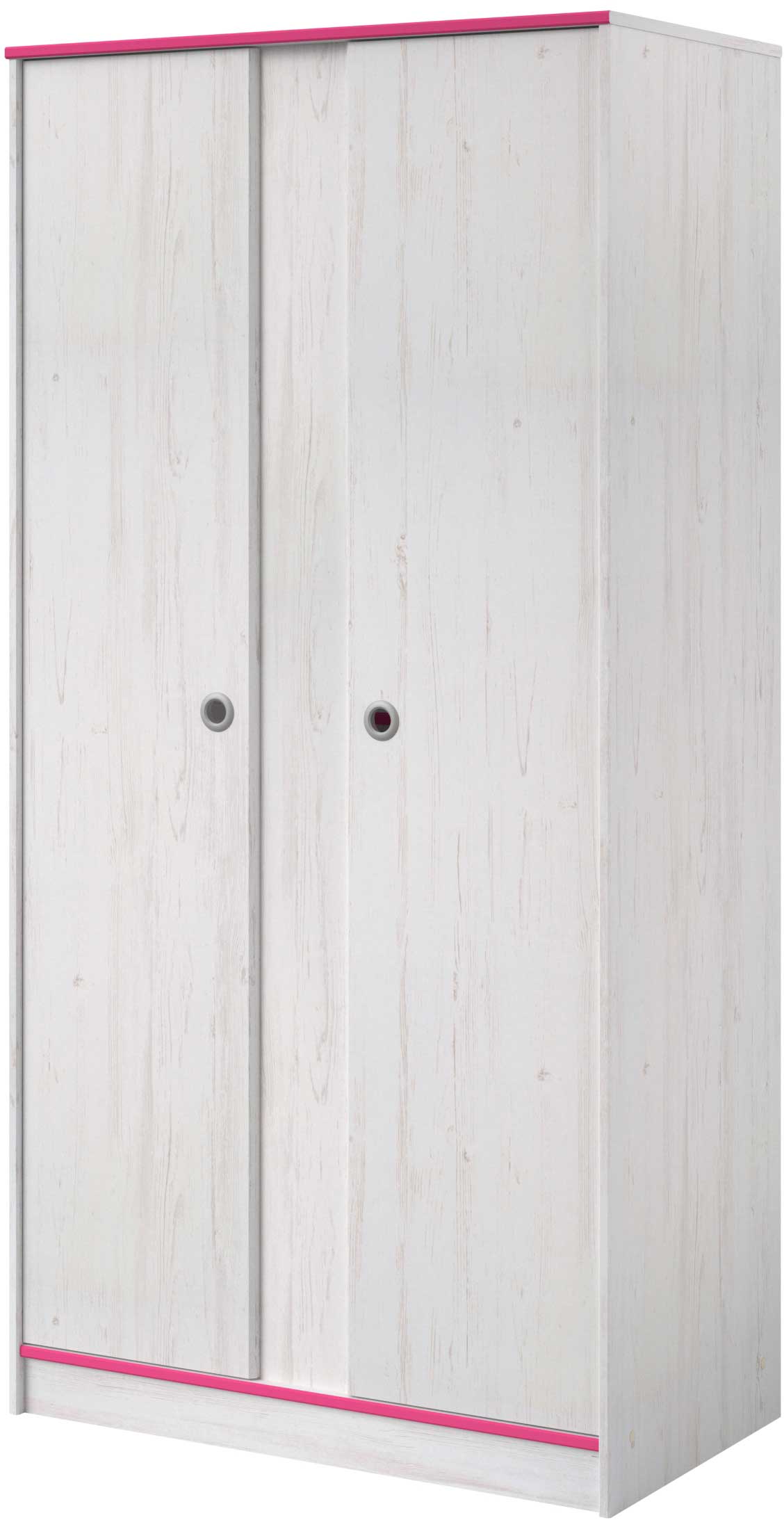 Armoire Smiley 90cm à 2 portes - blanc/rose ou blanc/bleu - Image 8