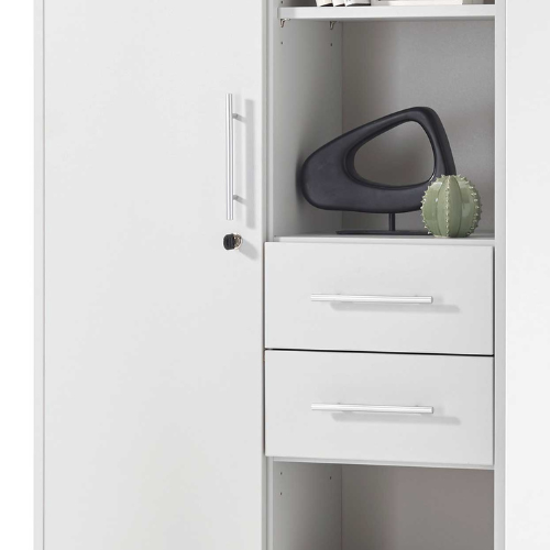 Armoire Sonra 1 porte, 2 tiroirs & 5 niches - gris clair - Image 2