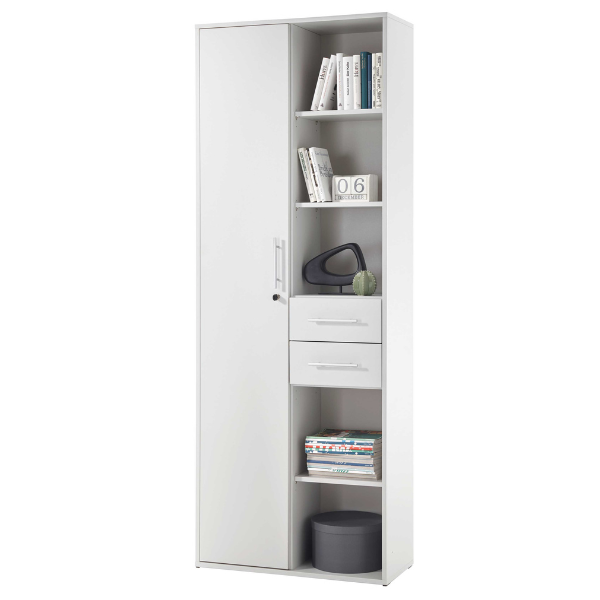 Armoire Sonra 1 porte, 2 tiroirs & 5 niches - gris clair