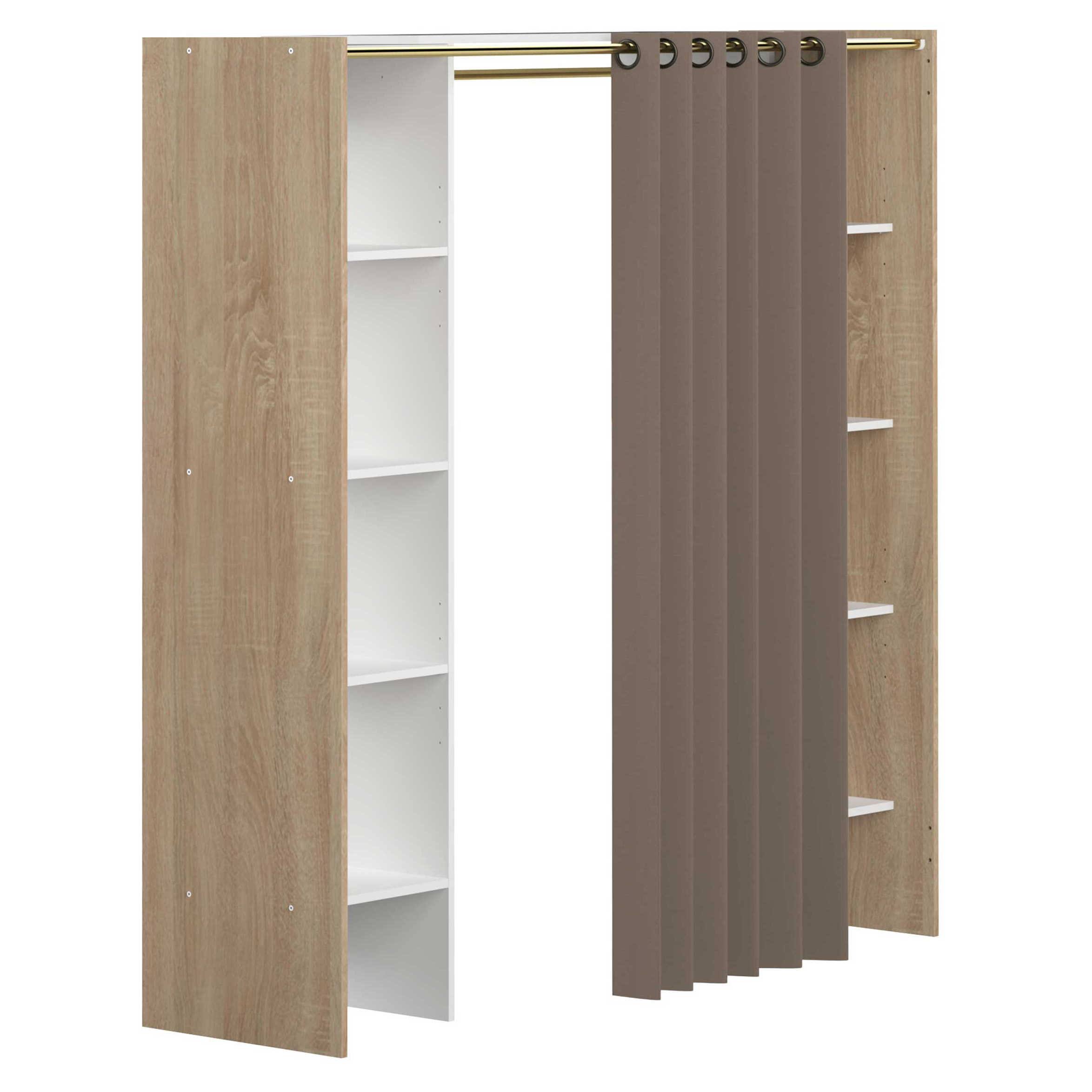 Armoire Spike 112/185cm avec rideau - chêne/taupe - Image 7