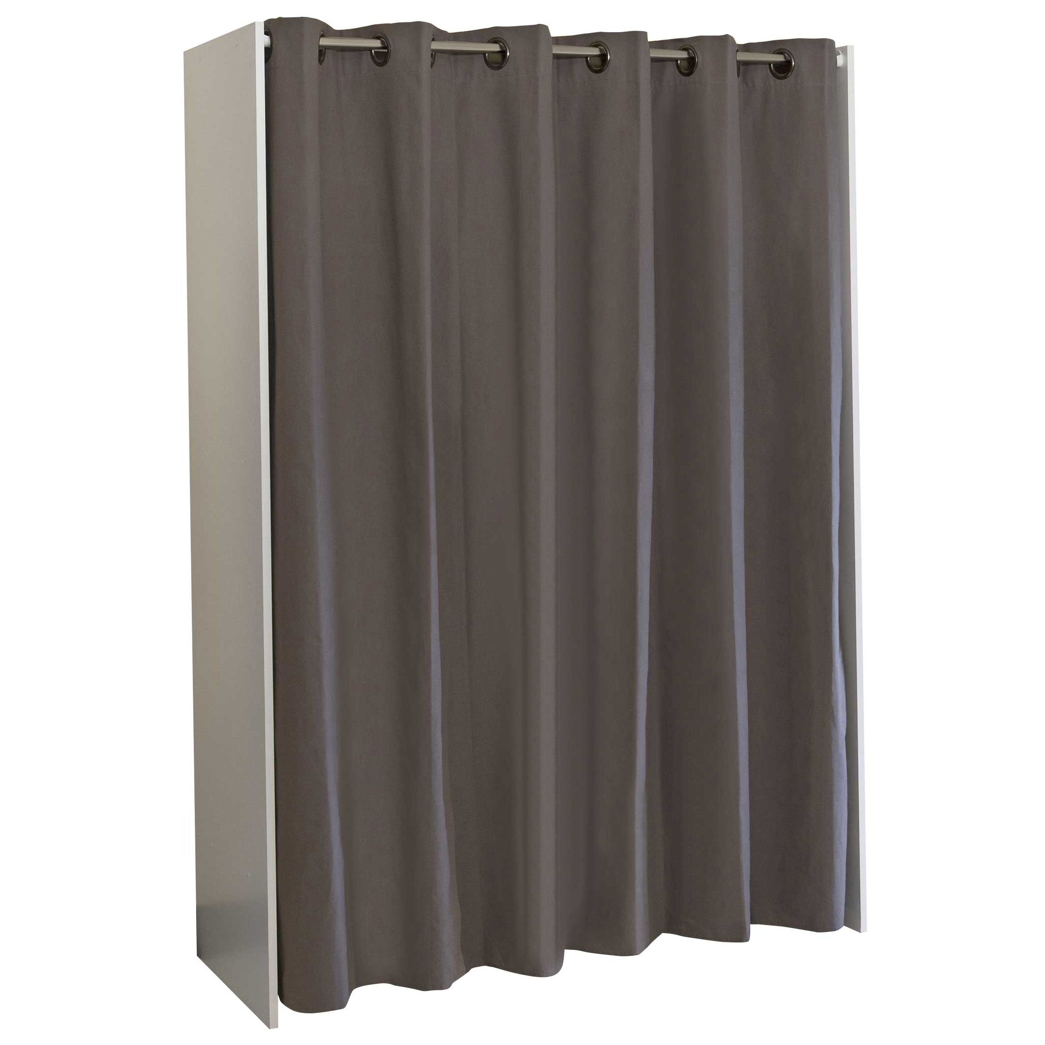 Armoire Spike 123/160cm avec rideau - blanc/taupe - Image 3