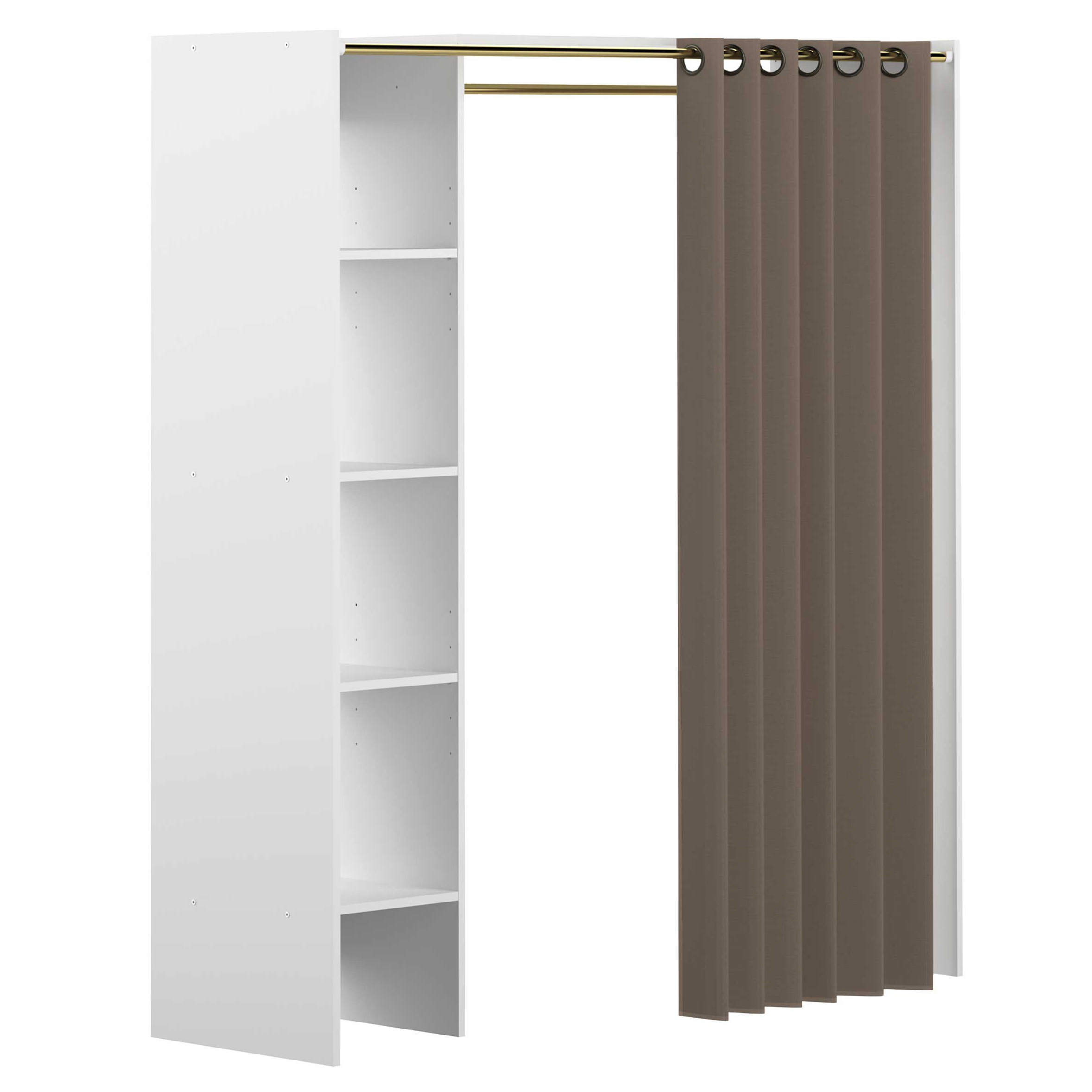 Armoire Spike 123/160cm avec rideau - blanc/taupe - Image 5