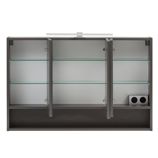Armoire toilette Karan 100cm 3 portes avec éclairage - anthracite - Image 11