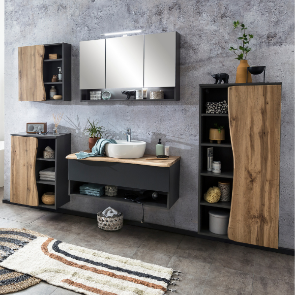 Armoire toilette Karan 100cm 3 portes avec éclairage - anthracite - Image 3