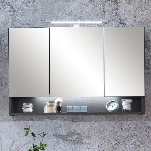 Armoire toilette Karan 100cm 3 portes avec éclairage - anthracite