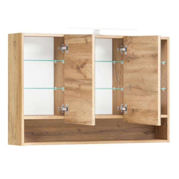 Armoire toilette Karan 100cm 3 portes avec éclairage - chêne - Image 11